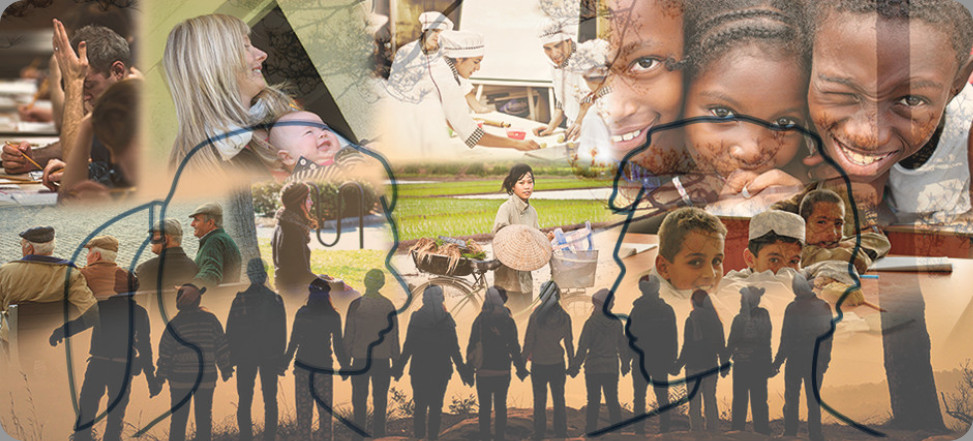 Kolaż zdjęć ludzi z różnych kultur i wieku.